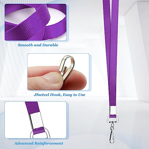 Maileto 50 Pack Bulk Lanyard for ID Badge Holder Durable Flat Lanyard with Swivel Hook and Badge Clip Purple - Image 3