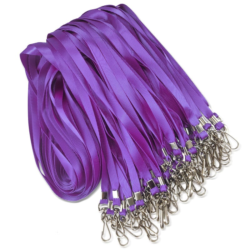 Maileto 50 Pack Bulk Lanyard for ID Badge Holder Durable Flat Lanyard with Swivel Hook and Badge Clip Purple - Image 2