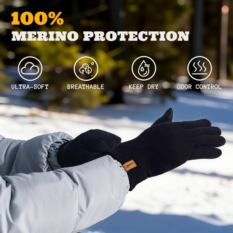 ACUSHLA 100% Merino Wool Touch Screen Lightweight Base Layer Ski Inner Glove for Men and Women - Image 2