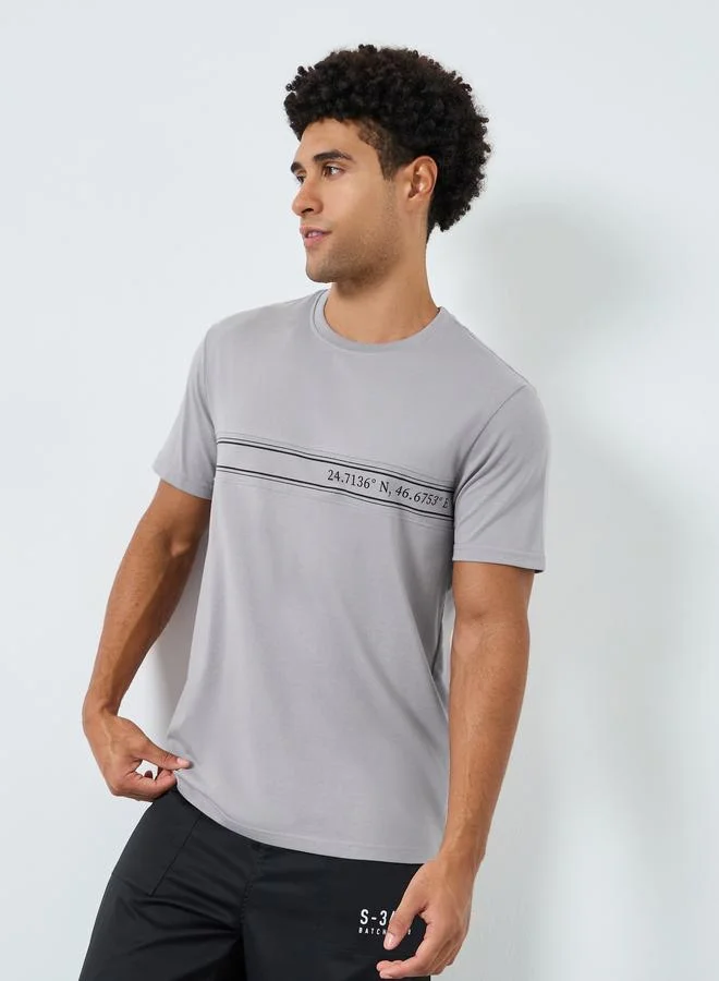 Styli Men Grey Graphic Print Crew Neck T-Shirt