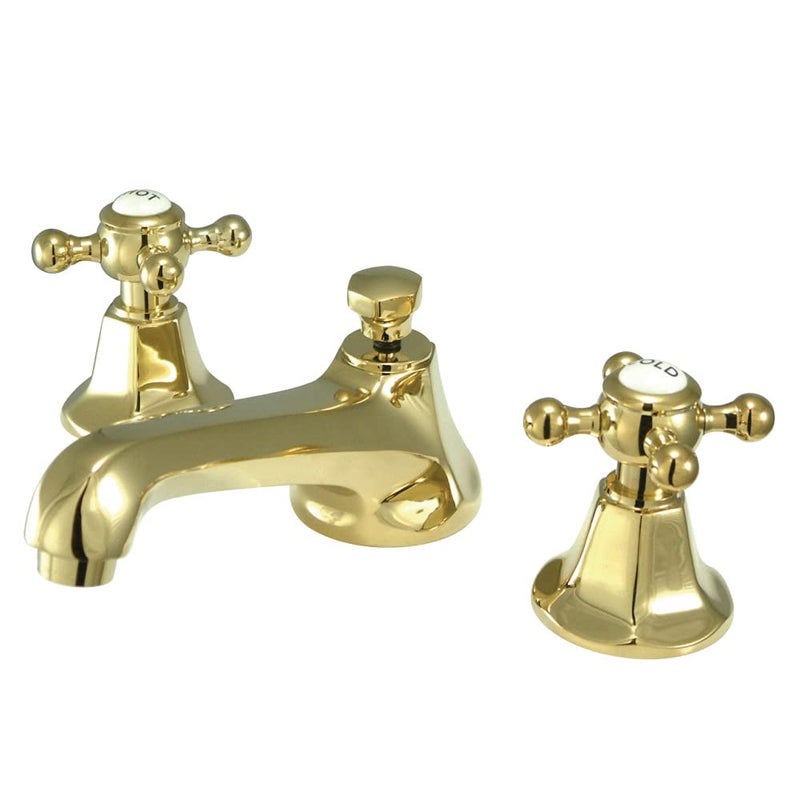 Kingston Brass KS4462BX Metropolitan Widespread Lavatory Faucet with Metal Cross Handle Polished Brass8Inch Adjustable Center