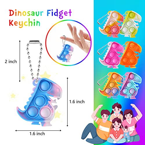 PICcircuit Dinosaur Party Favors Dinosaur Keychains Kids Party Favors Fidget Toys Bulk 30 Pack Mini Pop Fidget Keychain Its, Dino Favors for Kids 4-8 Children Mini Supplies It Small Birthday Decorations Trinkets - Image 2
