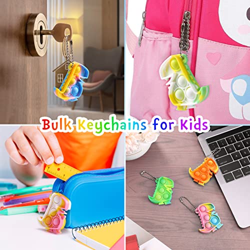 PICcircuit Dinosaur Party Favors Dinosaur Keychains Kids Party Favors Fidget Toys Bulk 30 Pack Mini Pop Fidget Keychain Its, Dino Favors for Kids 4-8 Children Mini Supplies It Small Birthday Decorations Trinkets - Image 5