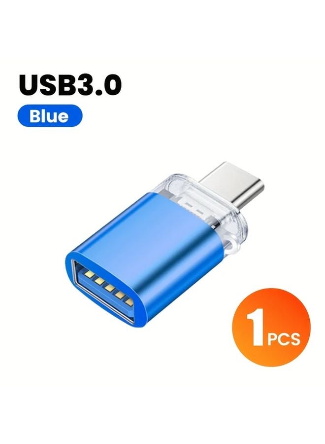 Blue USB 3 0 OTG Adapter Lighting Type C Male to USB Female for Phone Tablet - Image 1