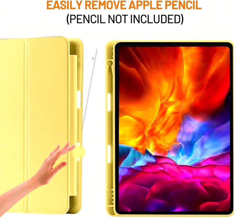 بلو بيك جراب iPad 10.2 متوافق مع الجيل التاسع/الثامن/السابع من iPad - غطاء حماية ثلاثي الطي مع حامل قلم، خاصية التشغيل/الإيقاف التلقائي، جراب ذكي - أصفر - Image 2