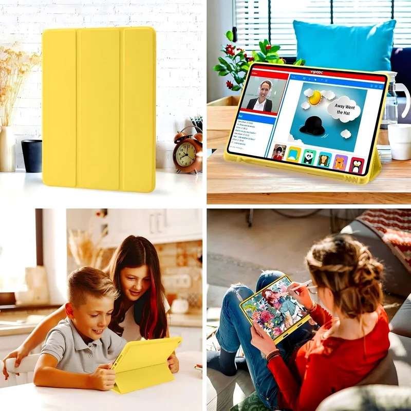 Bluepeak Yellow iPad 10.2 Case Compatible with iPad 9th/8th/7th Generation – Trifold Stand Protective Cover with Pencil Holder, Auto Sleep/Wake, Smart Case - Yellow  | Best Price UAE
