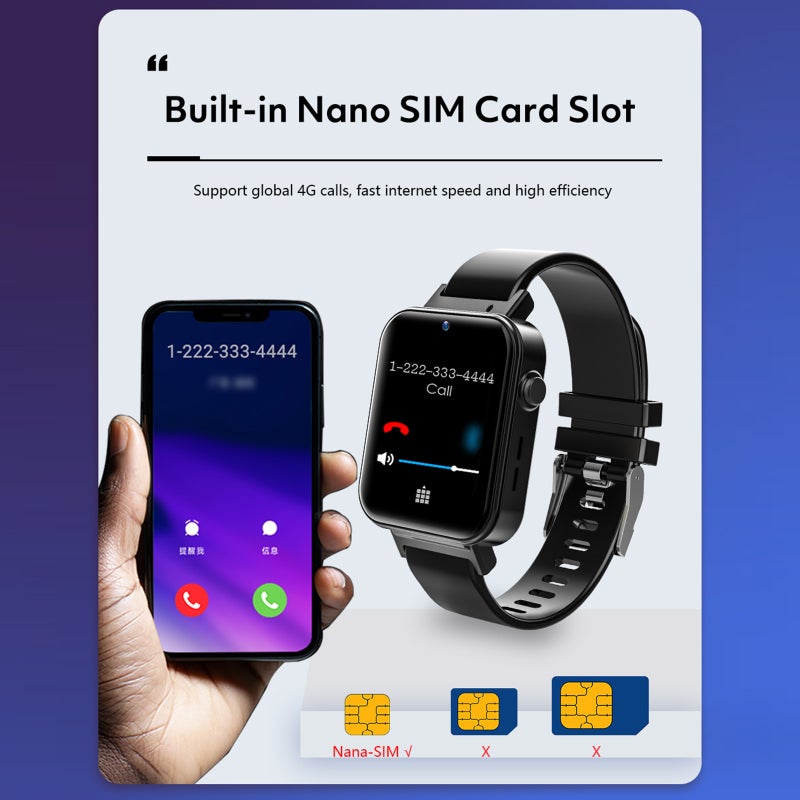 Rogbid Air Smart Sports Watch 1.75'' IPS Full-touch Screen 4G Global Call 5MP Camera 5ATM Waterproof Dual-CPU GPS+GLONASS Android 9.1 OS Long Battery Life Fitness Health Monitor  Compatible with - Image 3