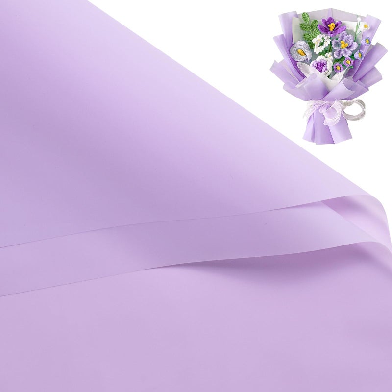 WRAPAHOLIC 20 Sheets Flower Wrapping Paper - 22.4 x 22.4 inch Pure Light Purple Water-Resistant Floral Bouquet Wrapping Paper, Florist Supplies Packaging for Wedding Birthday Gift DIY - Image 1