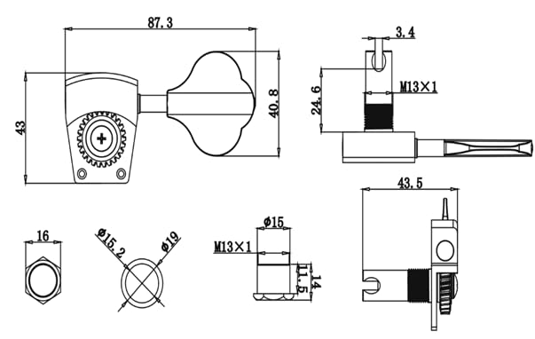 Guyker Bass Tuners (4 for Right) - 1:26 Ratio Open Gear Tuning Key Pegs Machine Head Replacement for Electric Jazz Guitar Bass or Precision Instruments - Black - Image 3