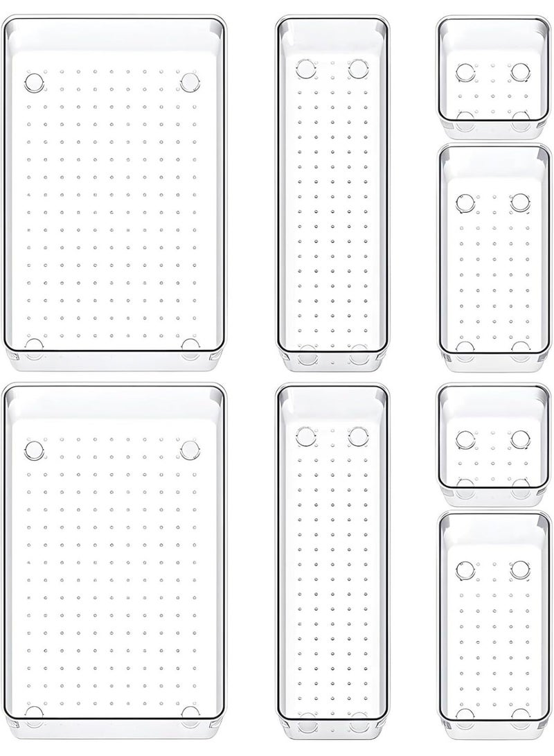 Set of 8 Acrylic Space Saving Storage Box Drawer Organizer for Office Supplies Cabinet - Clear - Image 1