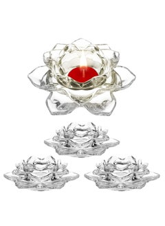 Excefore Lotus Candle Holders, Crystal Tealight Candle Holders, Decorative Candlestick Stands, Glass Candlestick Decor  for Home Dinner, Wedding Party 4Pcs  - Image 1