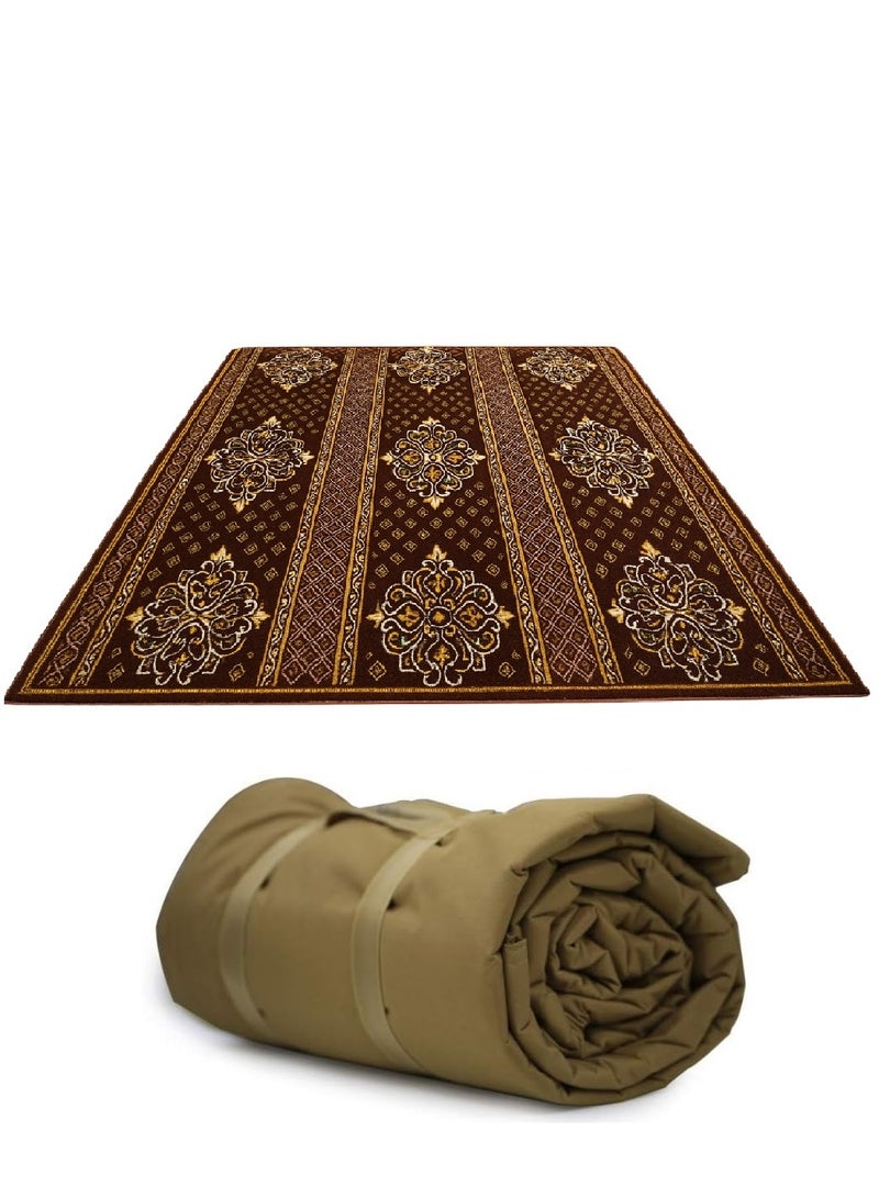 سجاد وبساط مخمل ملكي فرشة جلوس ارضية للرحلات والحدائق والتخيم والبر والبحر مبطنة بالاسفنج  قابلة للطي بساط تخييم تراثي مفرش رحلات مقاس  ٢ X ٢ م - Image 1