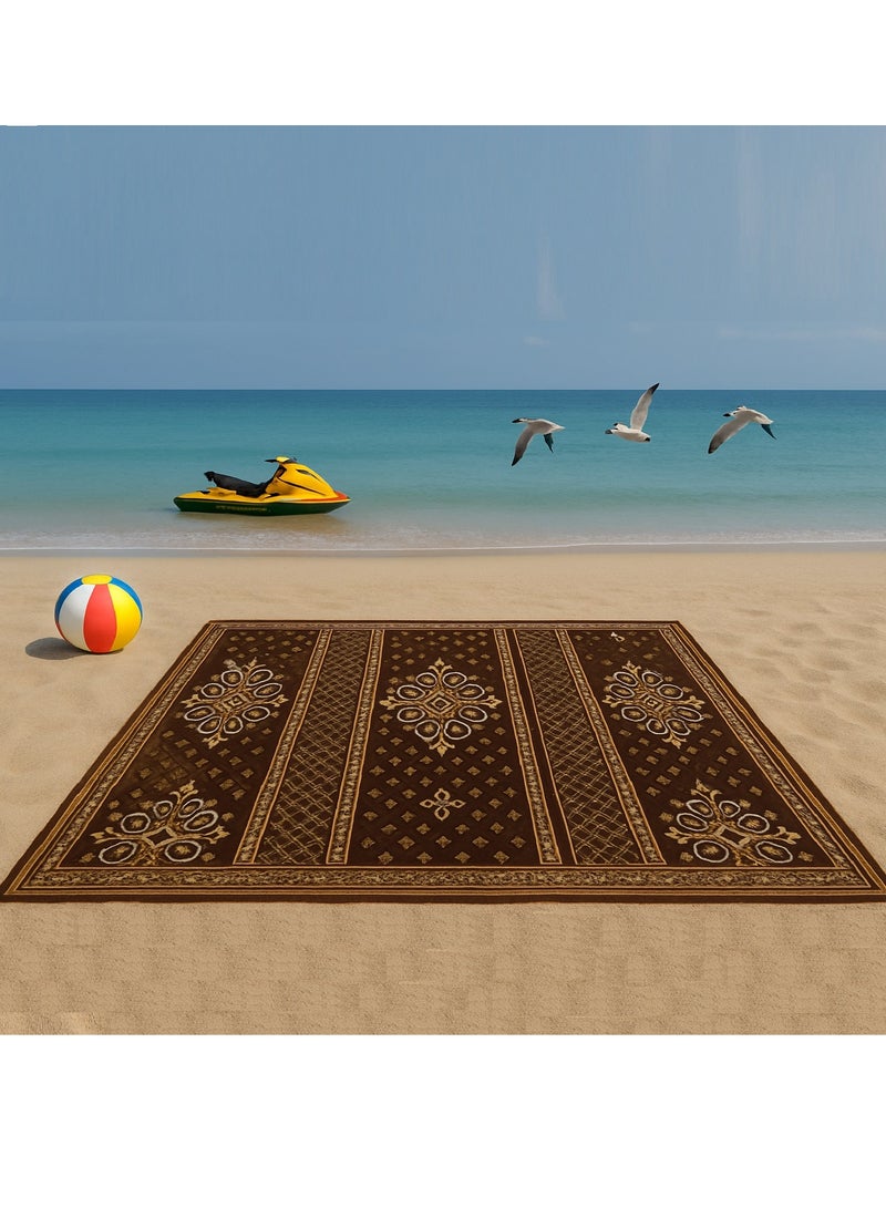 سجاد وبساط مخمل ملكي فرشة جلوس ارضية للرحلات والحدائق والتخيم والبر والبحر مبطنة بالاسفنج  قابلة للطي بساط تخييم تراثي مفرش رحلات مقاس  ٢ X ٢ م - Image 2