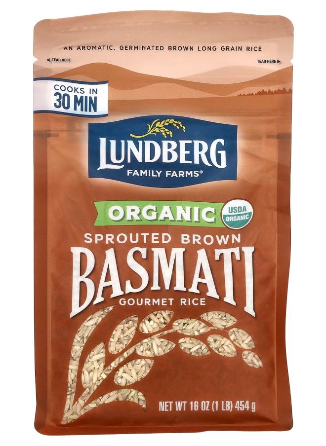 Lundberg - Organic Sprouted Brown Basmati Gourmet Rice 1 lb (454 g) - Image 1
