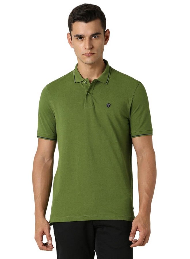 Van Heusen Van Heusen Men's Regular fit T-Shirt (VSKPWRGFP09032_Green M) - Image 1