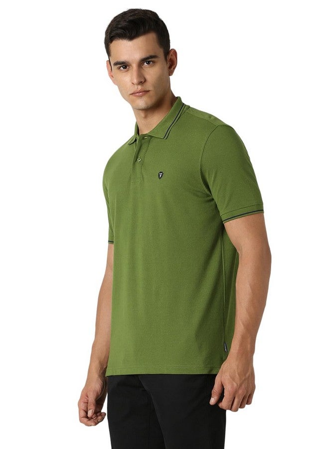 Van Heusen Van Heusen Men's Regular fit T-Shirt (VSKPWRGFP09032_Green M) - Image 3