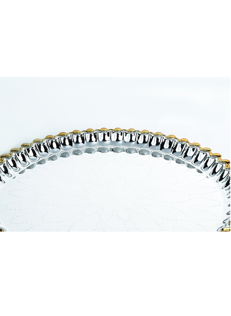 ZOLTEN SILVERPLATED EXTRA LARGE SIZE ROUND TRAY GOLD/SILVER COLOUR 53.5 CM - Image 2