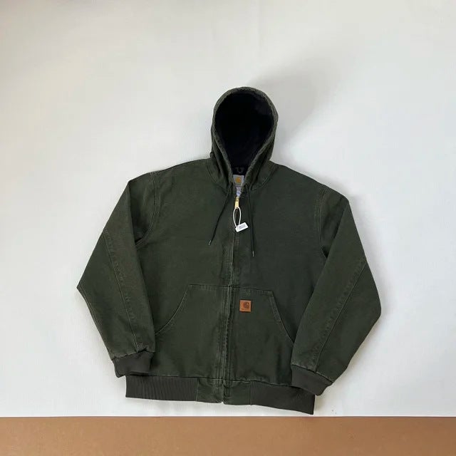 Generic Original Autumn and Winter Car Kaha J130/J 25 Stone Mill Enzyme Washed Hooded Jacket Loose Zipper Hoodie Khaki - Image 3