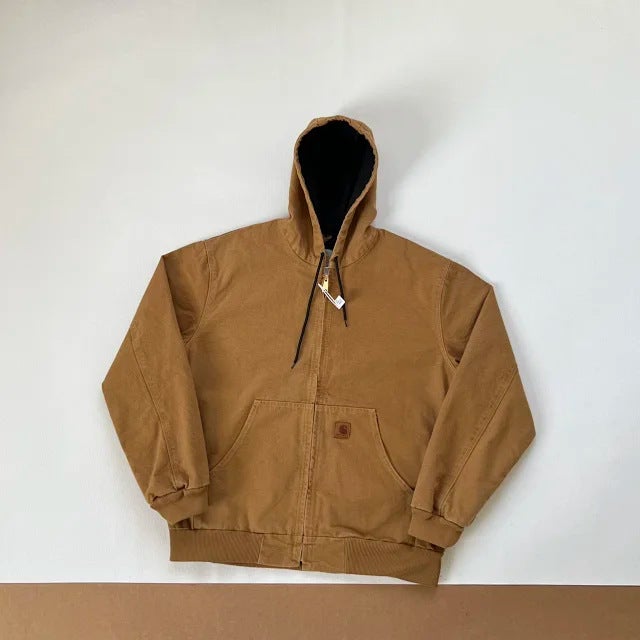 Generic Original Autumn and Winter Car Kaha J130/J 25 Stone Mill Enzyme Washed Hooded Jacket Loose Zipper Hoodie Khaki - Image 1