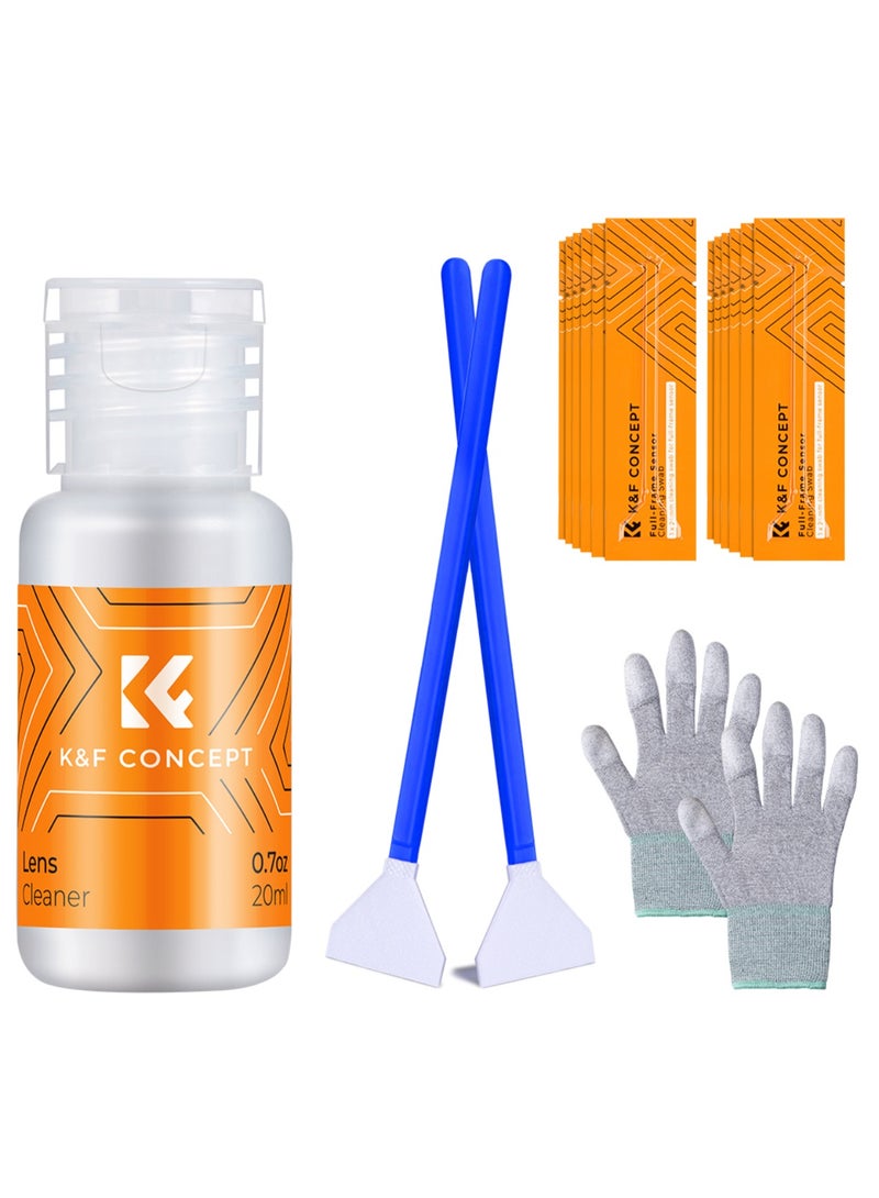 K&F Concept SKU.1599 Full Frame Camera Sensor Cleaning Kit – 16 Swabs with 20ml Cleaning Liquid for DSLR & Mirrorless Cameras - Image 1