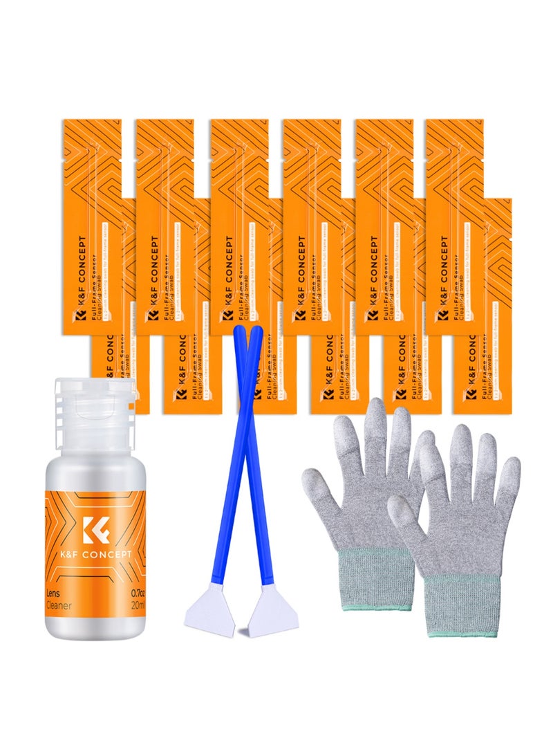 K&F Concept SKU.1599 Full Frame Camera Sensor Cleaning Kit – 16 Swabs with 20ml Cleaning Liquid for DSLR & Mirrorless Cameras - Image 2