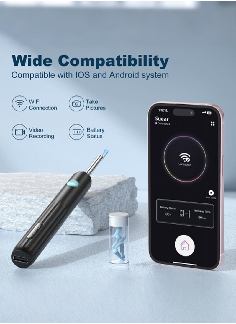 Medcursor - Medcursor Ear Wax Removal, Ear Wax Removal Tool Camera with 1080P HD, Ear Cleaner with 6 LED Lights and 6 Soft Ear Scoops for iOS & Android - Image 1