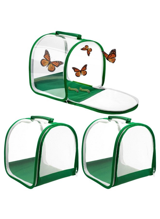 Sratte 3 Pieces Small Butterfly Habitat Insect Mesh Cage Caterpillar Enclosure Bug Terrarium With Carrying Handle For Observing Caterpillars Monarch Butterflies Ladybugs And Other Insects 8 X 8 X 8 Inch - Image 1