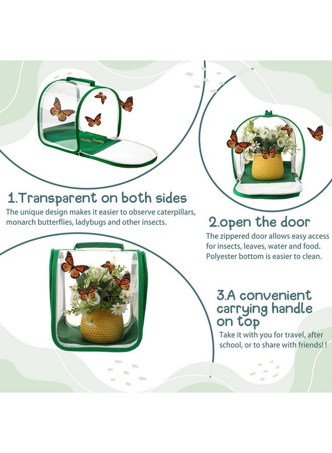 Sratte 3 Pieces Small Butterfly Habitat Insect Mesh Cage Caterpillar Enclosure Bug Terrarium With Carrying Handle For Observing Caterpillars Monarch Butterflies Ladybugs And Other Insects 8 X 8 X 8 Inch - Image 5