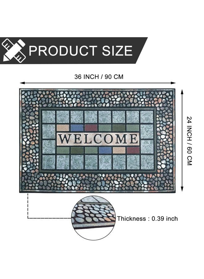CHICHIC Entrance Door Mat Entry Way Doormat Front Door Rug Outdoor Heavy Duty Welcome Mat, Non Slip Rubber Back Low Profile for Garage, Patio, High Traffic Area, Large 24 x 36 Inch (Rectangle Style A) - Image 3