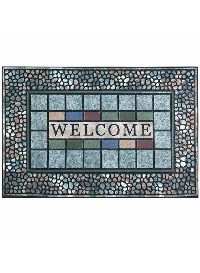 CHICHIC Entrance Door Mat Entry Way Doormat Front Door Rug Outdoor Heavy Duty Welcome Mat, Non Slip Rubber Back Low Profile for Garage, Patio, High Traffic Area, Large 24 x 36 Inch (Rectangle Style A) - Image 1
