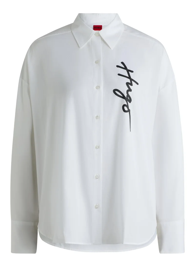 هوجو Oversized-fit blouse with handwritten logo print