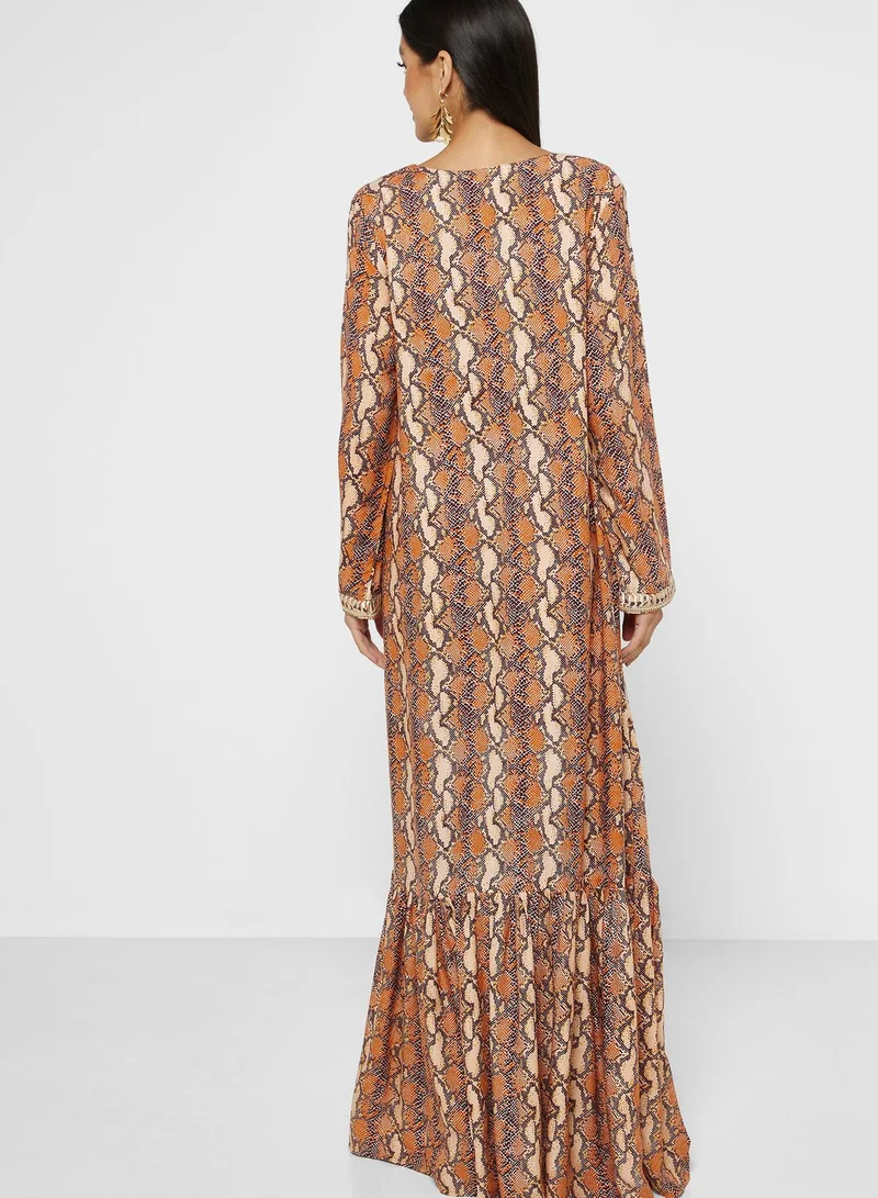 KASHKHA Printed Tiered Jalabiya