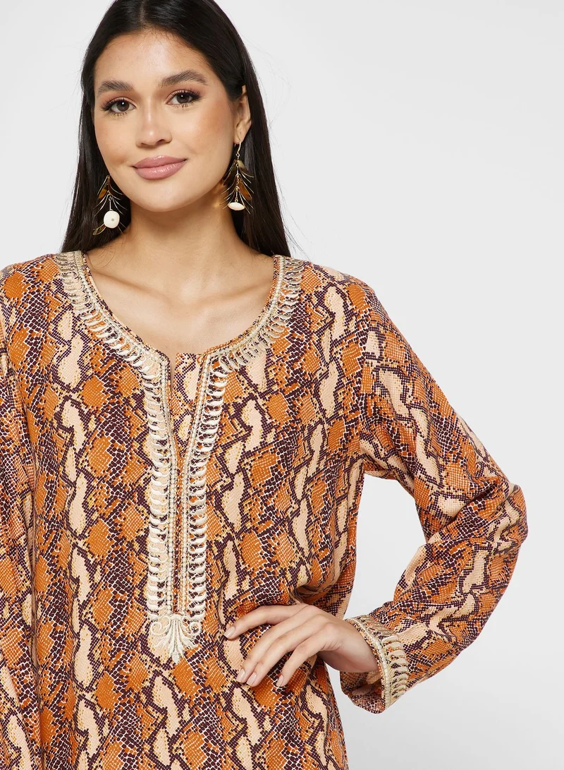 KASHKHA Printed Tiered Jalabiya