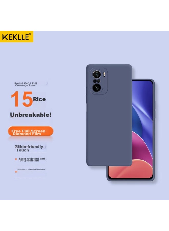 Keklle غطاء هاتف Keklle لهاتف Redmi K40، غطاء واقي لهاتف Redmi K40 Pro، حماية كاملة للعدسة، غطاء سيليكون، شعور مثل الجلد، مضاد للصدمات، رقيق للغاية، رمادي لافندر - Image 1