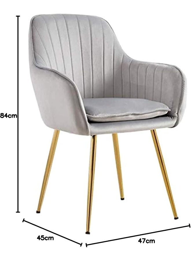 Smilee Dining Room Restaurant Chair Hotel chair Office Visitor Chair Modern high back gray Velvet luxury Fabric Dining chair with gold legs - Image 3