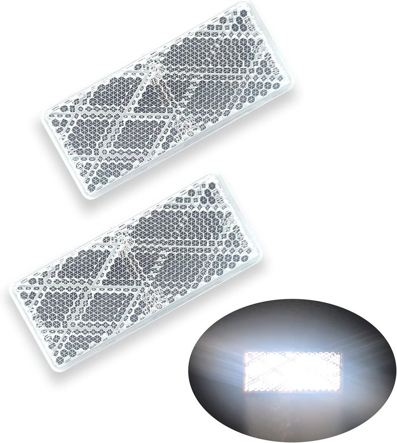 WELNENT E-Mark DOT 4A CCC 2pcs Rectangle Reflector Self Adhesive Stick on Trailer Driveway Mailbox (Clear) - Image 1