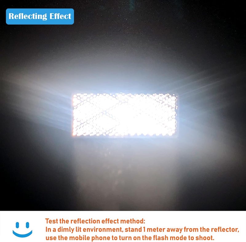 WELNENT E-Mark DOT 4A CCC 2pcs Rectangle Reflector Self Adhesive Stick on Trailer Driveway Mailbox (Clear) - Image 2
