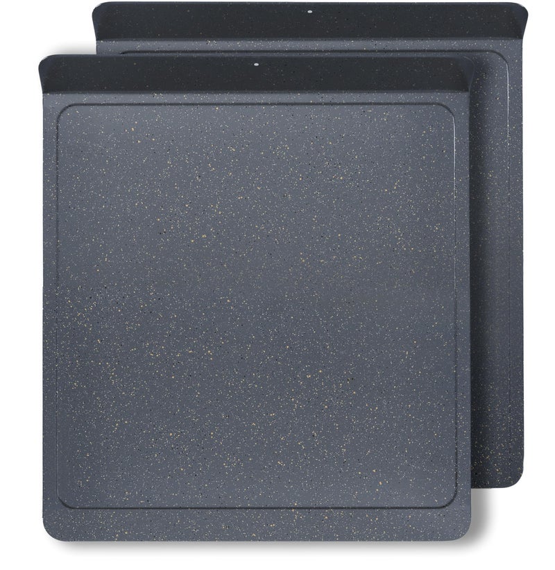 casaWare 2pc Large Flat Baking Cookie Sheet, 12.5 x 14-inch with a 1.5-inch Handle, Ceramic Non-Stick Coating (Silver Granite) - Image 2