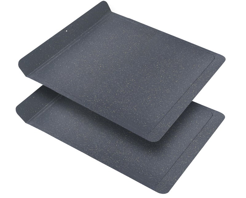 casaWare 2pc Large Flat Baking Cookie Sheet, 12.5 x 14-inch with a 1.5-inch Handle, Ceramic Non-Stick Coating (Silver Granite) - Image 3