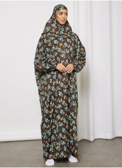 Praying Dress With Floral Prints And With Attached Veil
