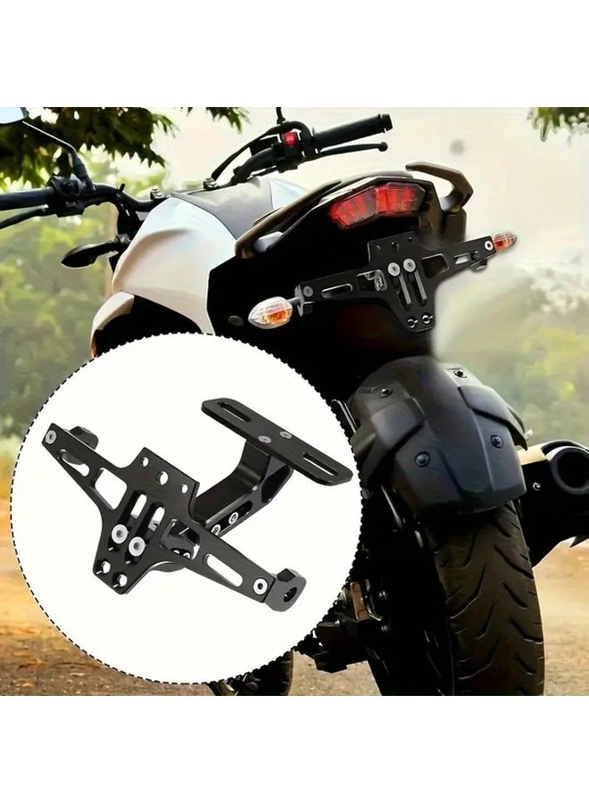 Black Aluminum Motorcycle Rear License Plate Bracket Universal Modification Part - Image 1