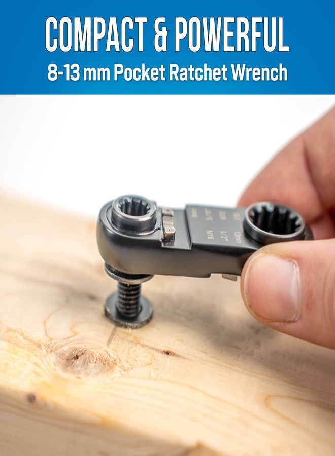 جونارد تولز مفتاح ربط جيبي PRW-813 من جونارد تولز - أداة يدوية بمقاس 8-13 مم مزودة بمقابس متعددة للصواميل المترية والإمبراطورية والنجمية والمربعة، صغيرة الحجم للمساحات الضيقة - Image 2