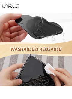يونيك 12PCS سحابة البساط منصات الشريط ملصقات، عدم الانزلاق قابل للغسل البساط الشريط قبضة ركن السجاد، المزدوج على الوجهين عدم الانزلاق البساط الشريط ملصق منطقة البساط الوسادة للأرضيات الصلبة الداخلية والبلاط  - Image 3