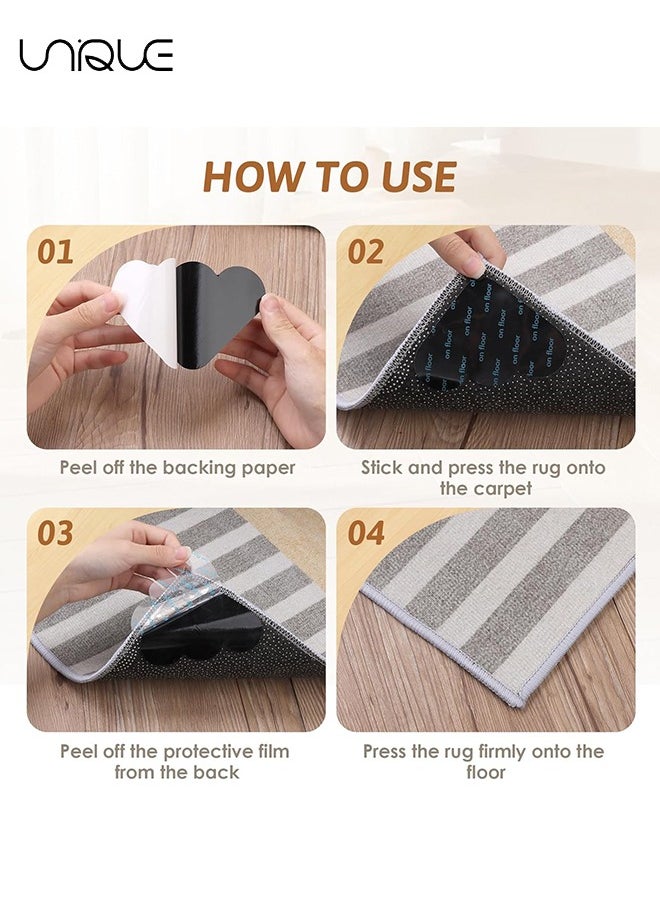 Unique - 12PCS Cloud Rug Pads Tape Stickers, Non Slip Washable Rug Tape Grip Carpet Corner, Dual Sided Non-Slip Rug Tape Sticker Area Rug Pad for Indoor Hardwood Floor and Tiles - Image 1