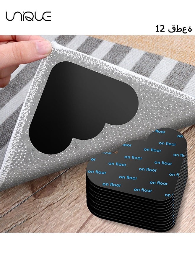 Unique - 12PCS Cloud Rug Pads Tape Stickers, Non Slip Washable Rug Tape Grip Carpet Corner, Dual Sided Non-Slip Rug Tape Sticker Area Rug Pad for Indoor Hardwood Floor and Tiles - Image 1