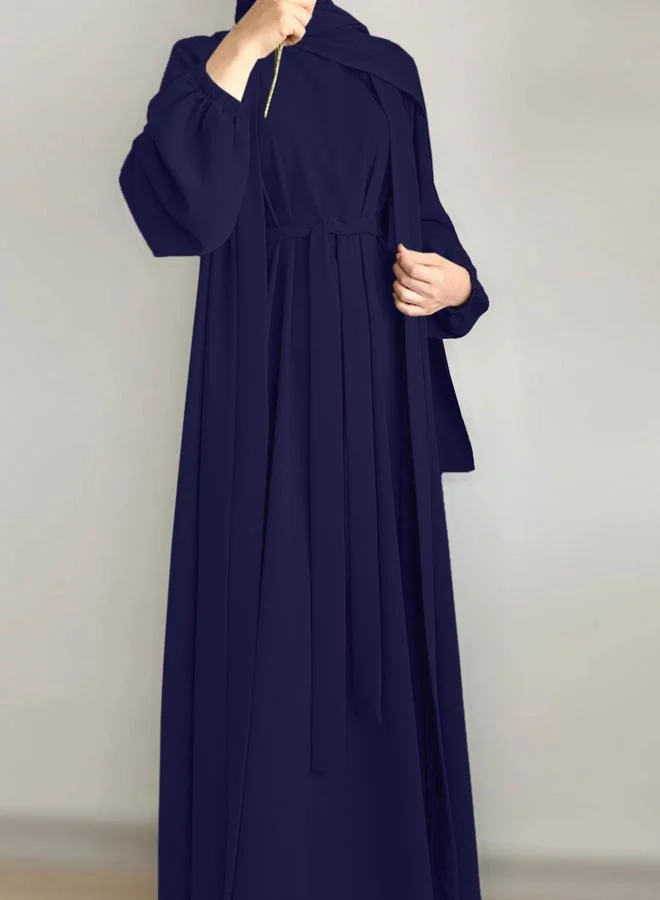 Take Two Take Two Women Solid Long Sleeve Front Open Abaya with Inner Dress