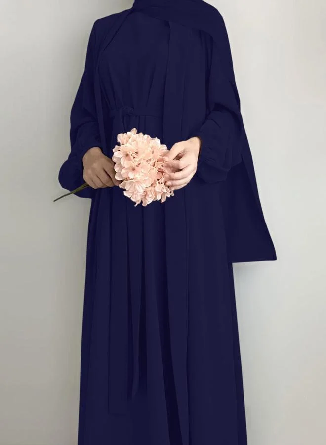 Take Two Take Two Women Solid Long Sleeve Front Open Abaya with Inner Dress