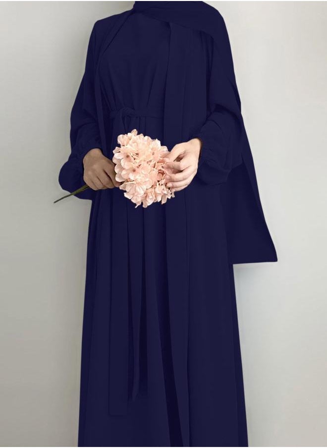 Take Two Take Two Women Solid Long Sleeve Front Open Abaya with Inner Dress  - Image 3