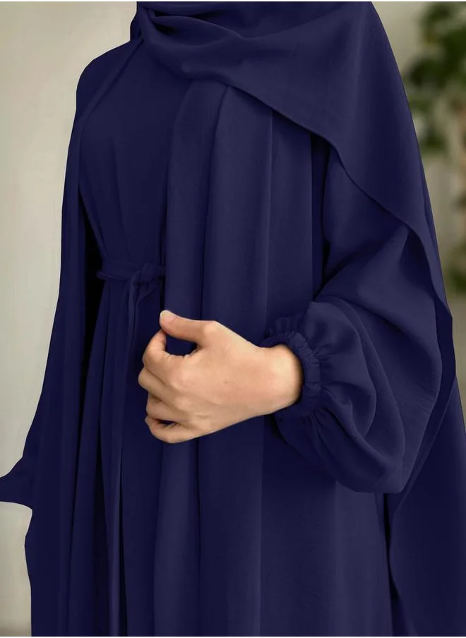 Take Two Take Two Women Solid Long Sleeve Front Open Abaya with Inner Dress