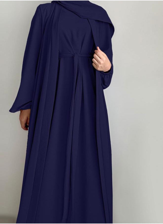 Take Two Take Two Women Solid Long Sleeve Front Open Abaya with Inner Dress  - Image 2